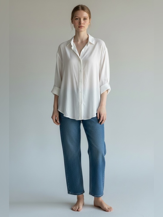 Anthropologie Tops - Anthropologie cream sheer textured button down  shabby chic western costal m